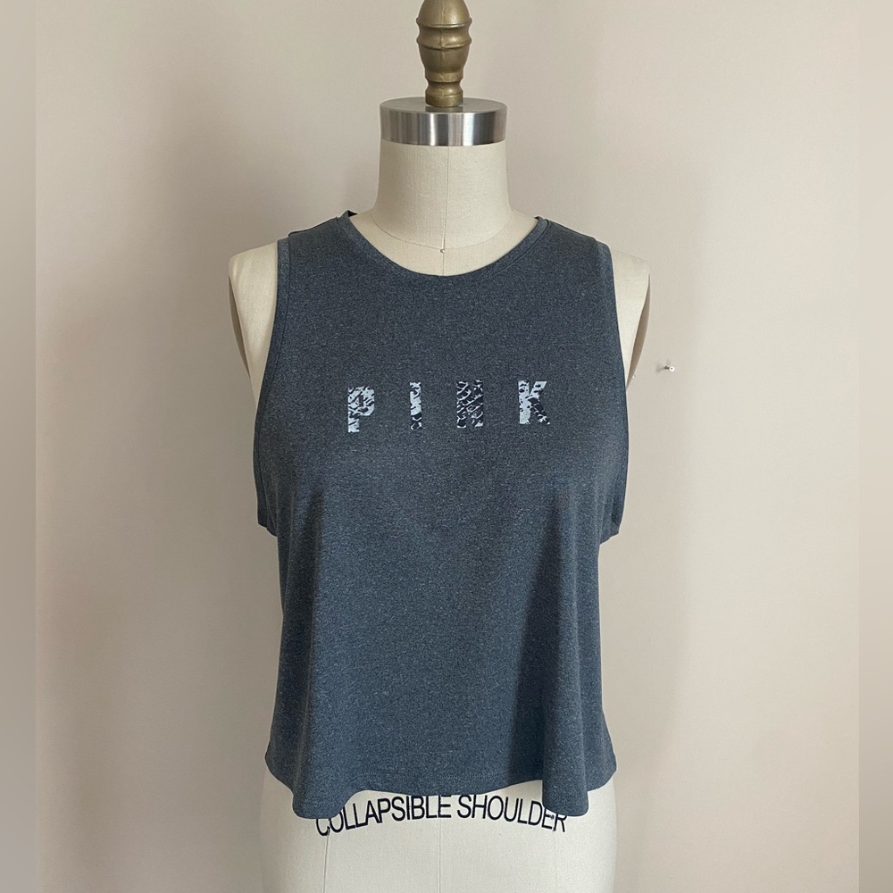 Victoria Secret PINK Workout Cropped Tank Top Gray Size M